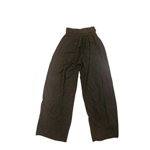 Quince Black Wide Leg Linen Blend High Waisted Palazzo Pants Women Size M